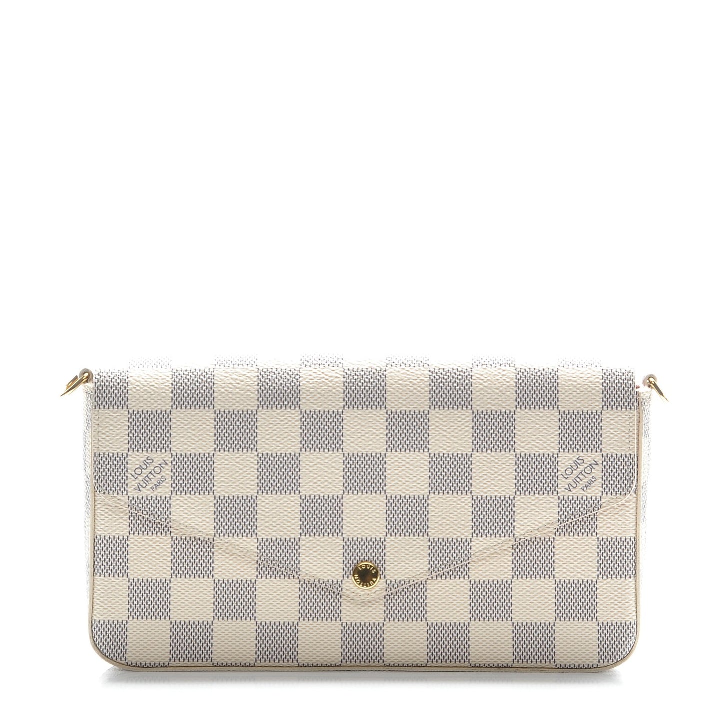 Damier Azur Pochette Felicie Chain Wallet Rose Ballerine