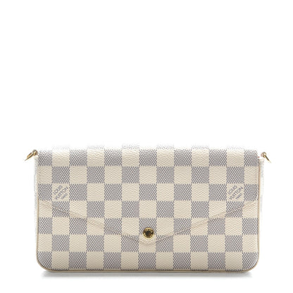 Louis Vuitton Damier Azur Pochette Felicie Chain Wallet Rose Ballerine 1 of 8