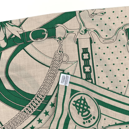 Hermes Cashmere Silk La Promenade du Matin Bandana Shawl 140 Naturel Vert Black 3 of 5