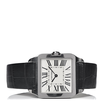 Cartier 18K White Gold Alligator 30mm Santos Dumont Quartz Watch 3 of 9