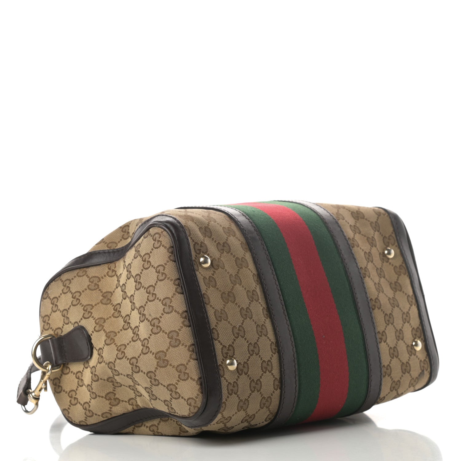 Gucci Monogram Vintage Web Medium Boston Dark Brown 4 of 22