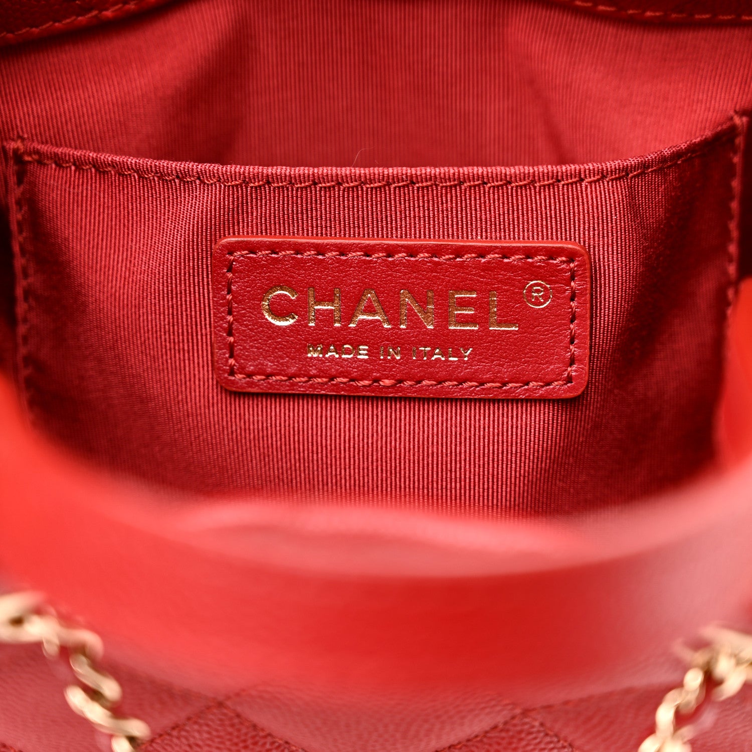 Chanel Caviar Quilted Rolled Up Bucket Drawstring Bag Red 6 of 10