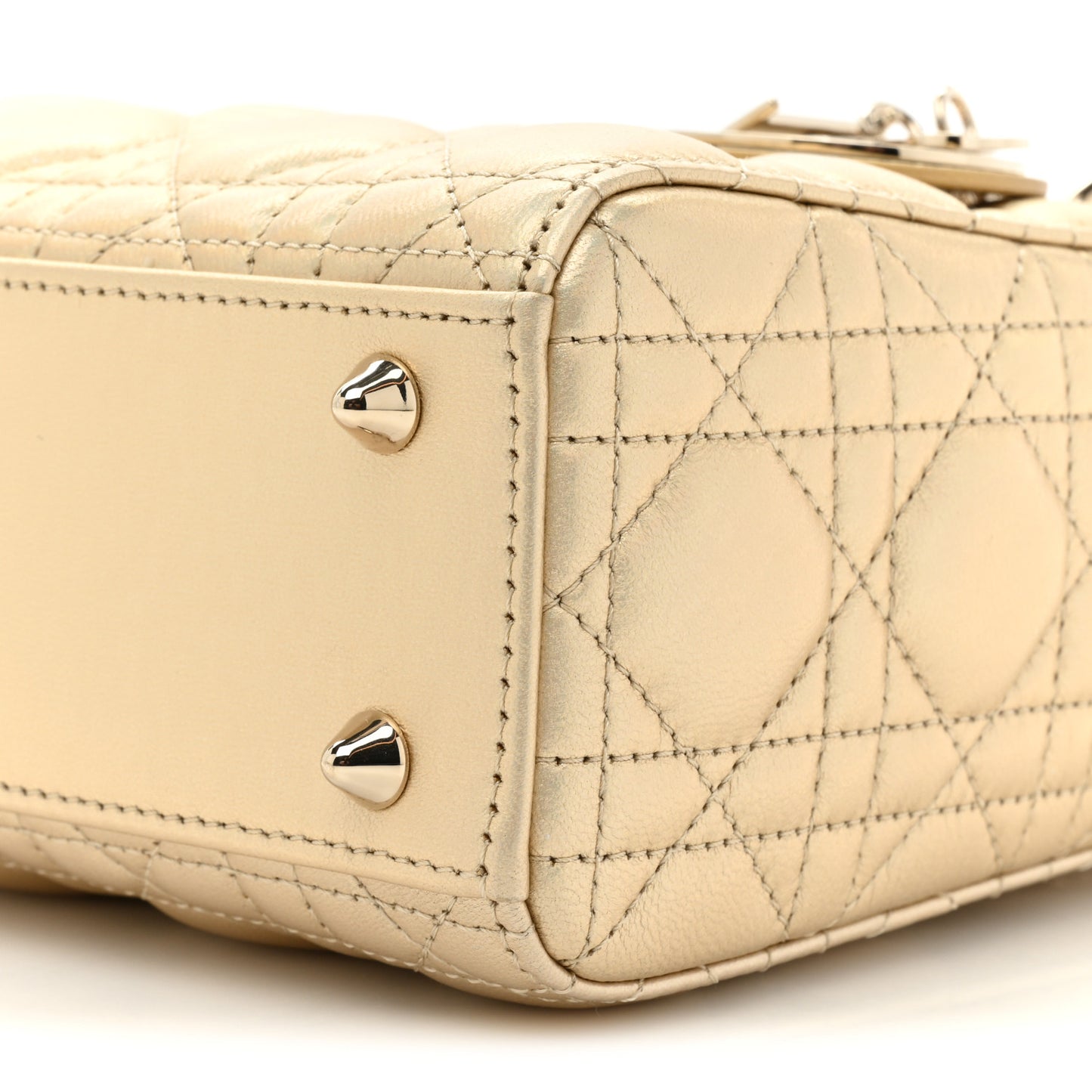 Iridescent Metallic Lambskin Cannage Small My ABCDior Lady Dior Platinum
