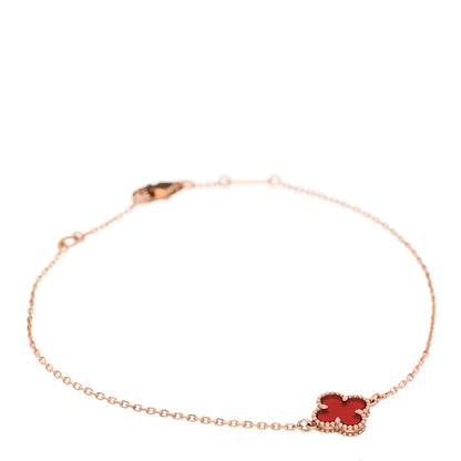 Van Cleef & Arpels 18K Rose Gold Carnelian Sweet Alhambra Bracelet 1 of 5