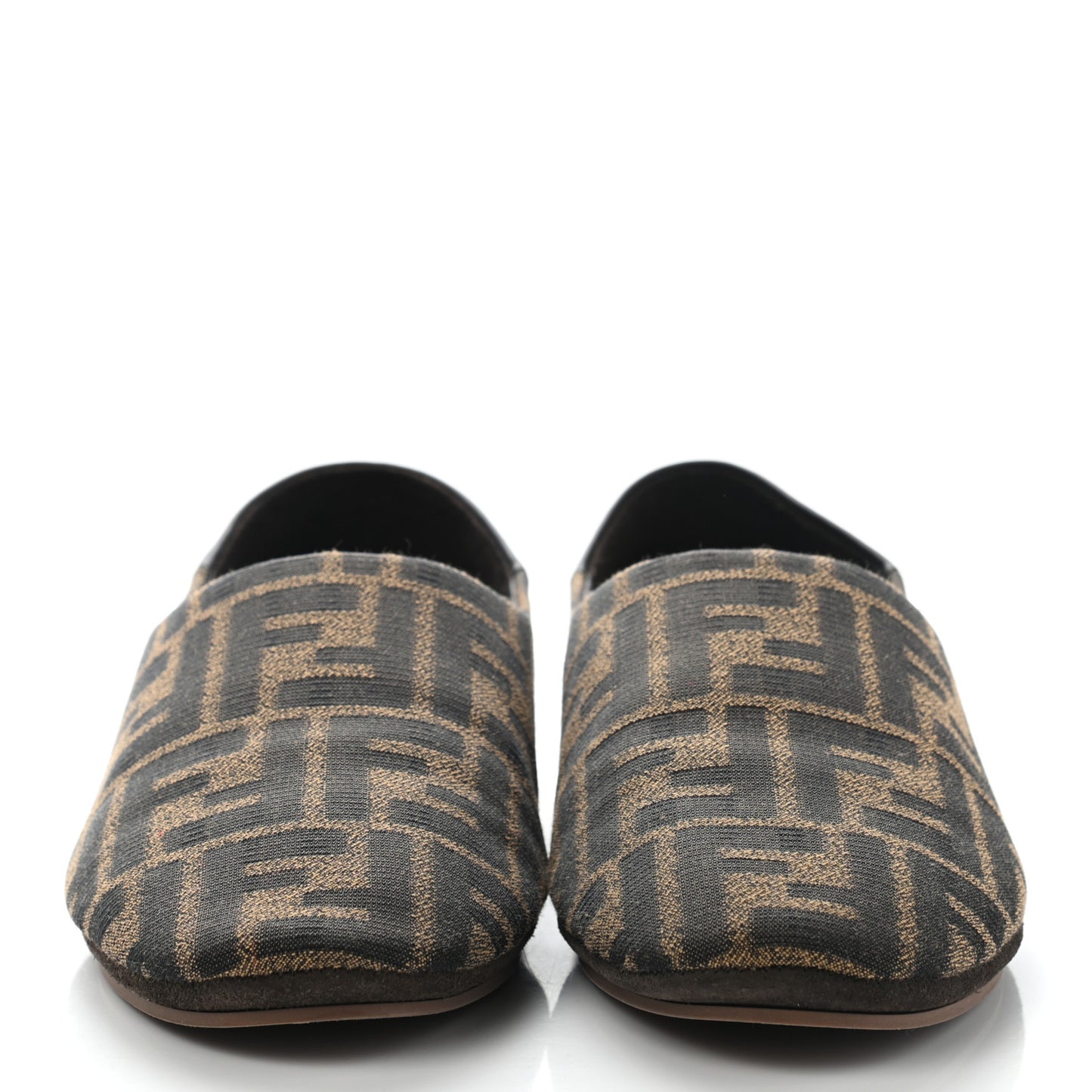 Fabric Jacquard Nappa FF Slippers 36 Tobacco Moro Black
