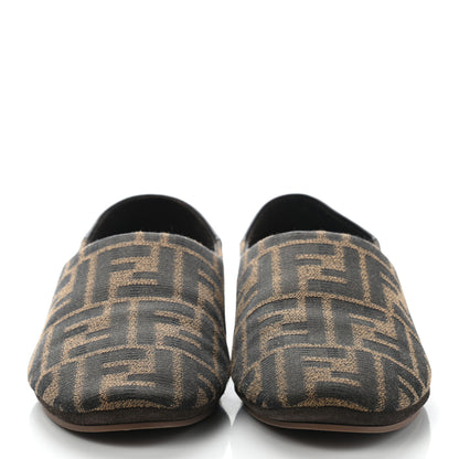Fendi Fabric Jacquard Nappa FF Slippers 36 Tobacco Moro Black 2 of 10