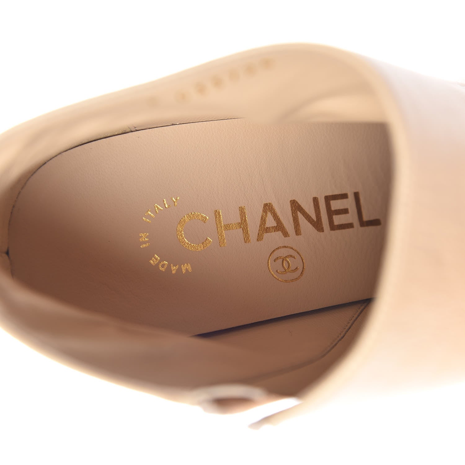 Chanel Lambskin CC Chain Cap Toe Short Boots 38.5 Beige Black 9 of 15