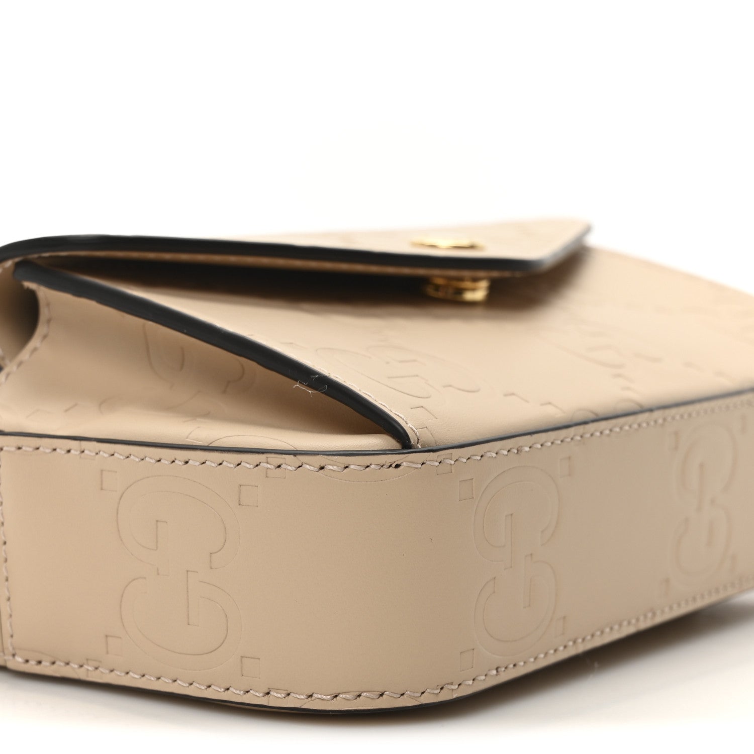 Gucci Calfskin GG Super Mini Debossed Chain Wallet Light Beige 9 of 10
