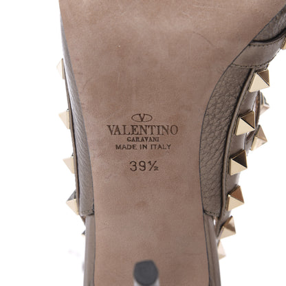 Valentino Garavani Metallic Pebbled Calfskin Rockstud Ankle Strap Pumps 39.5 Sasso 7 of 9