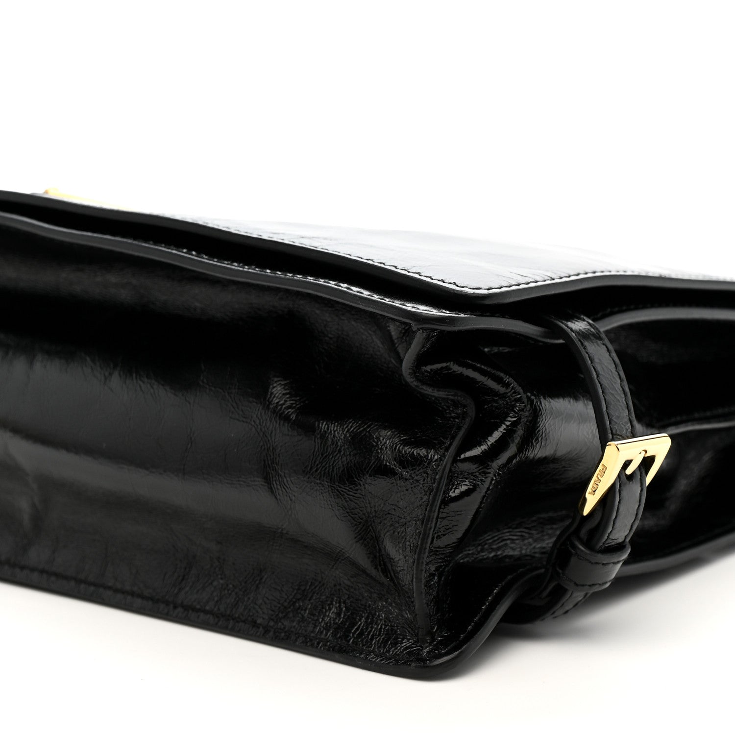 Prada Soft Lux Calfskin Triangle Medium Shoulder Bag Black 10 of 11