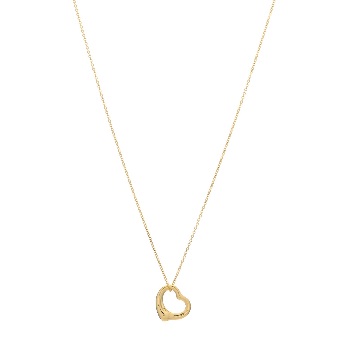 18K Yellow Gold 16mm Elsa Peretti Open Heart Pendant Necklace