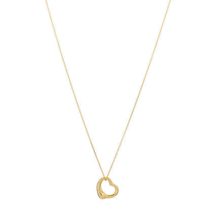 Tiffany 18K Yellow Gold 16mm Elsa Peretti Open Heart Pendant Necklace 1 of 3
