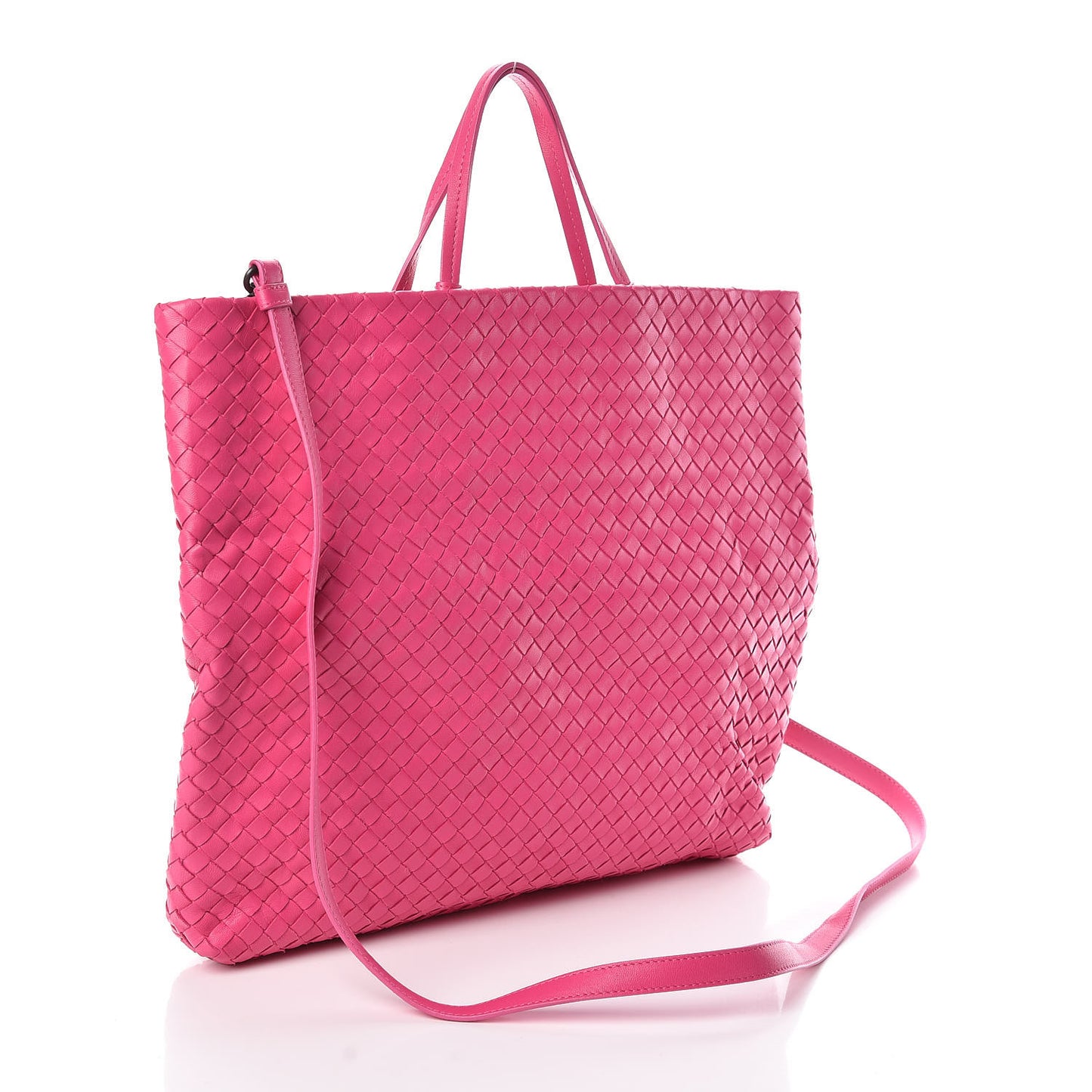 Nappa Intrecciato Fold Over Tote Rosa Shock