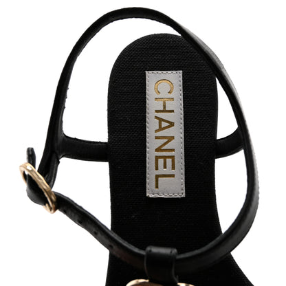 Chanel Lambskin CC Logo Thong Sandals 36 Black 7 of 11