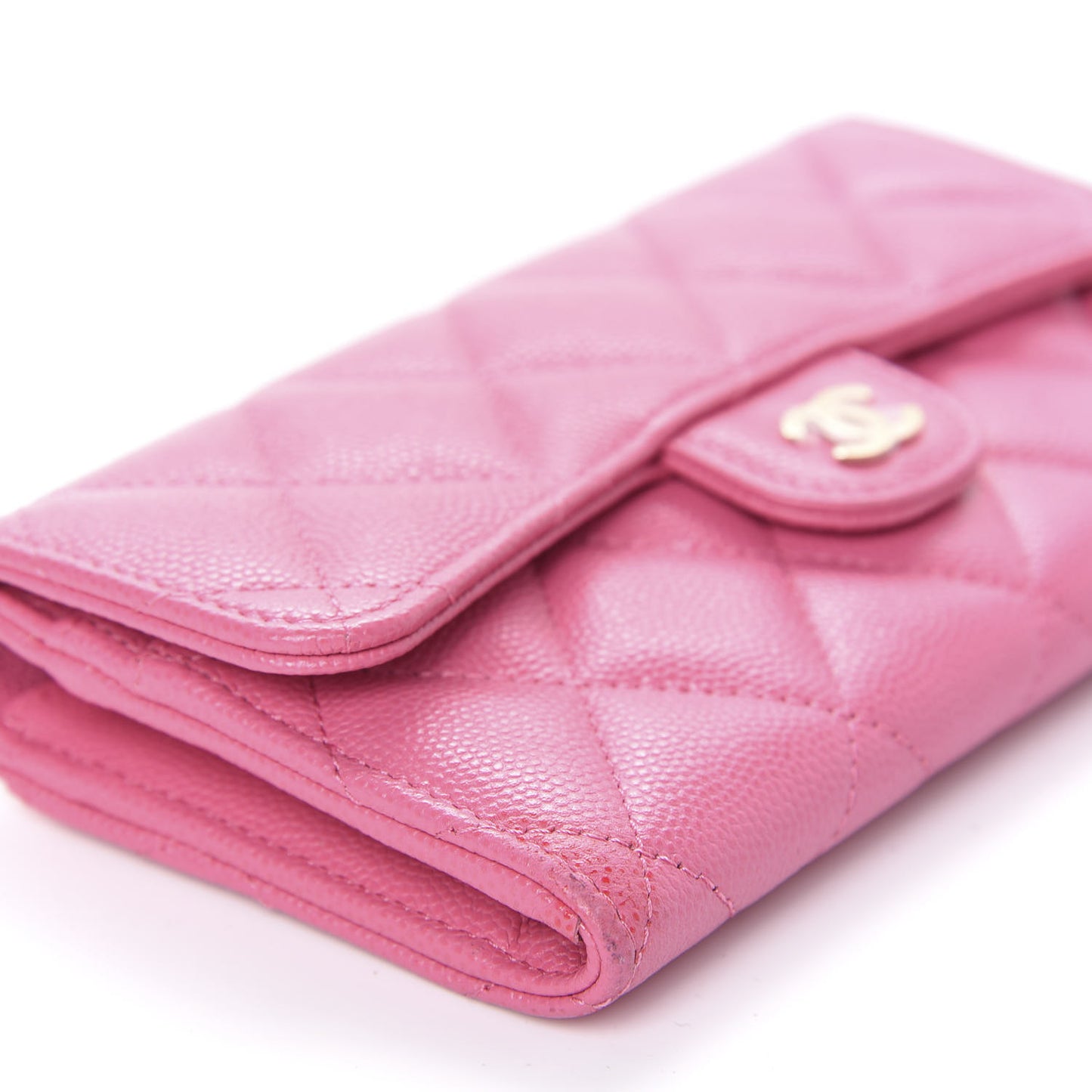 Caviar Quilted Large Flap Wallet Pink