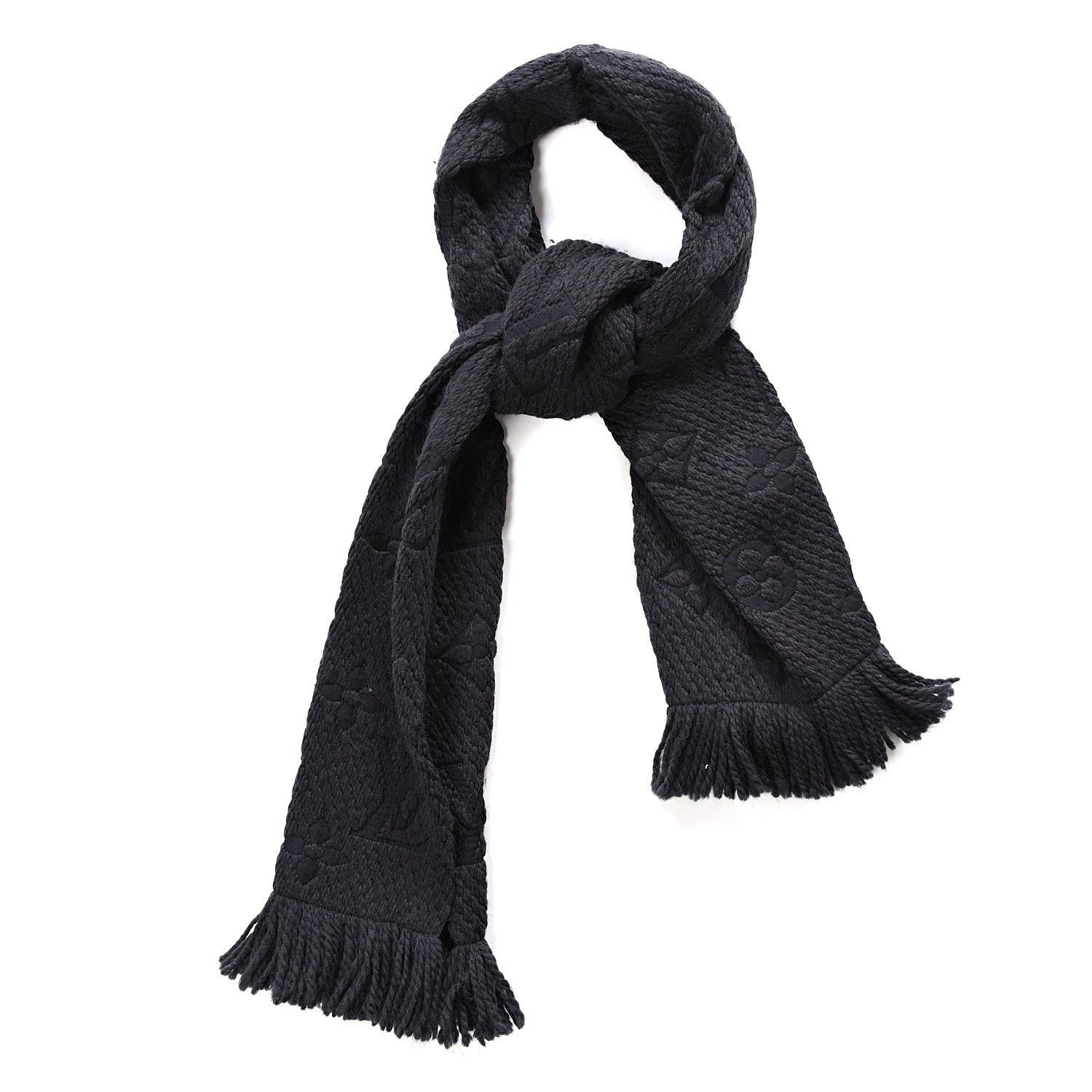 Louis Vuitton Wool Silk Logomania Scarf Charcoal Grey 1 of 3