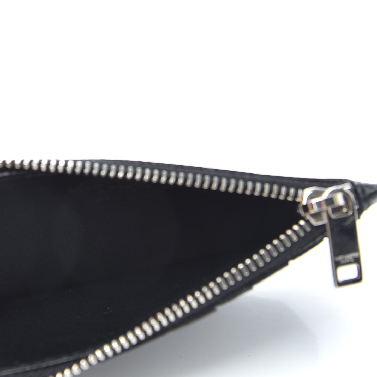 Grained Calfskin 5 Fragments Zip Pouch Card Holder Black