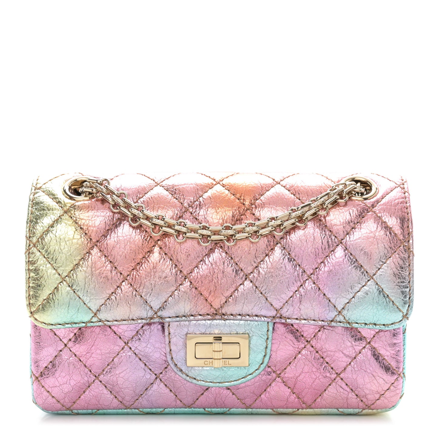 Metallic Goatskin Quilted Mini 2.55 Reissue Flap Multicolor