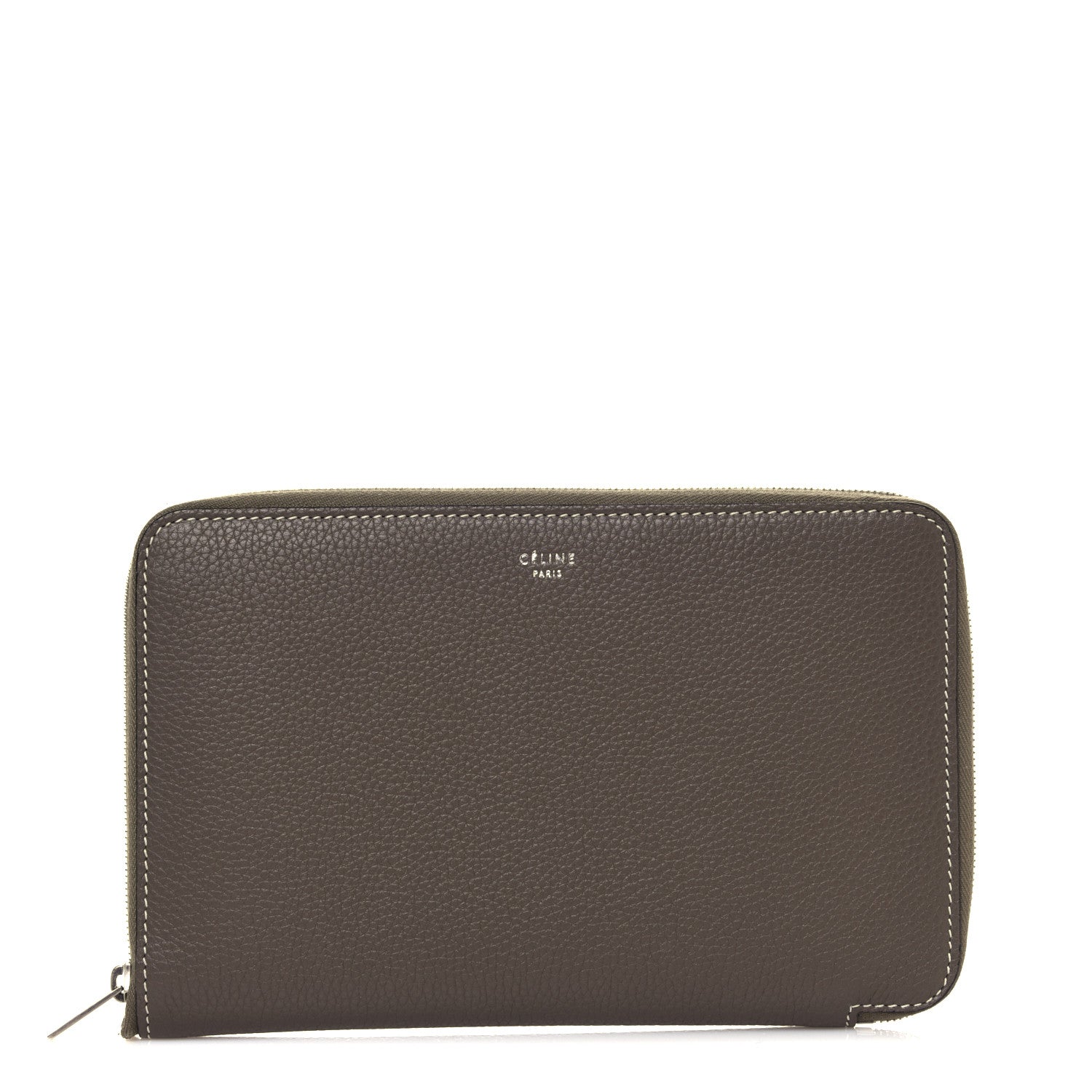Celine Drummed Calfskin Zip Around Multifunction Wallet Souris 1 of 4