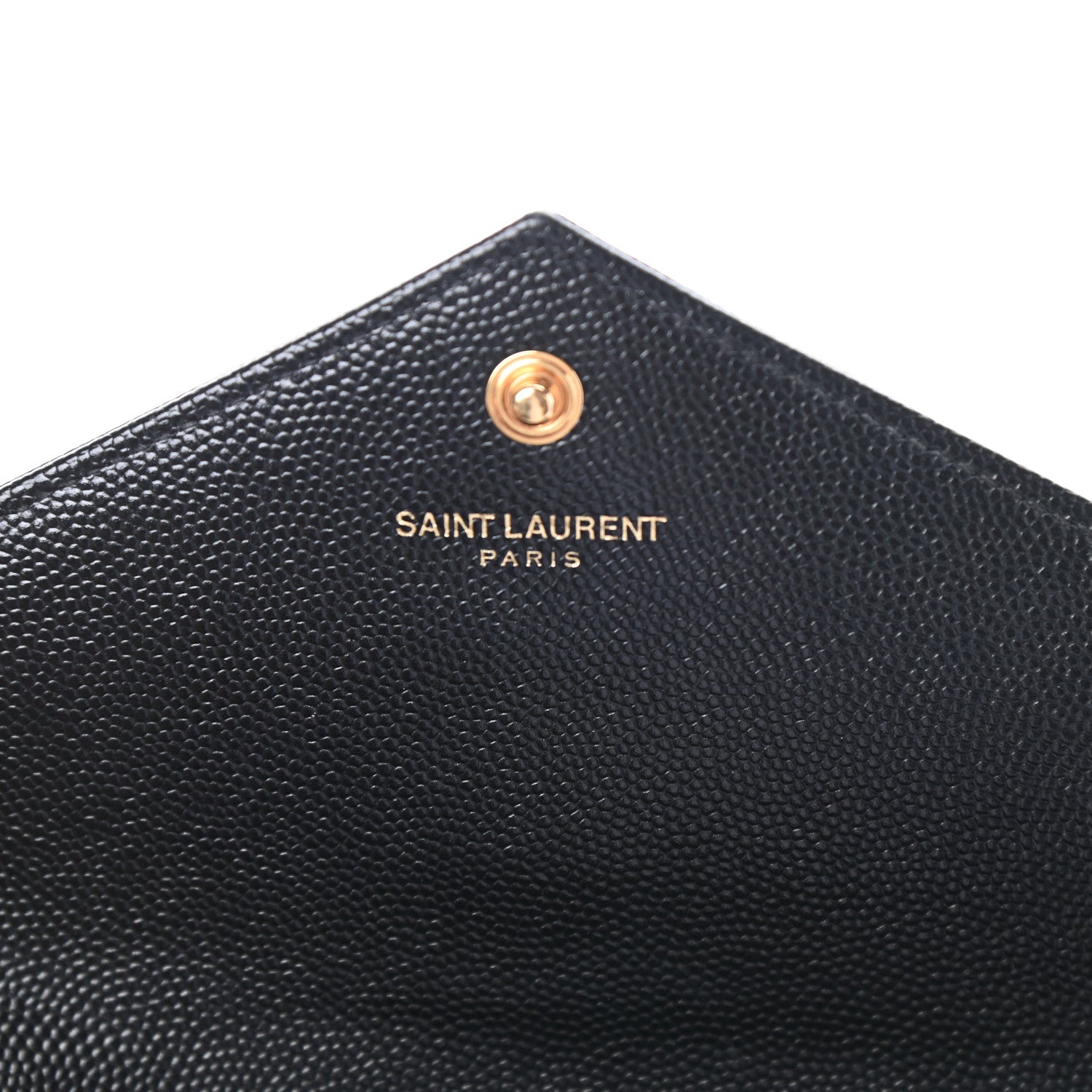 Saint Laurent Grain De Poudre Matelasse Chevron Monogram Envelope Chain Wallet Black 7 of 10