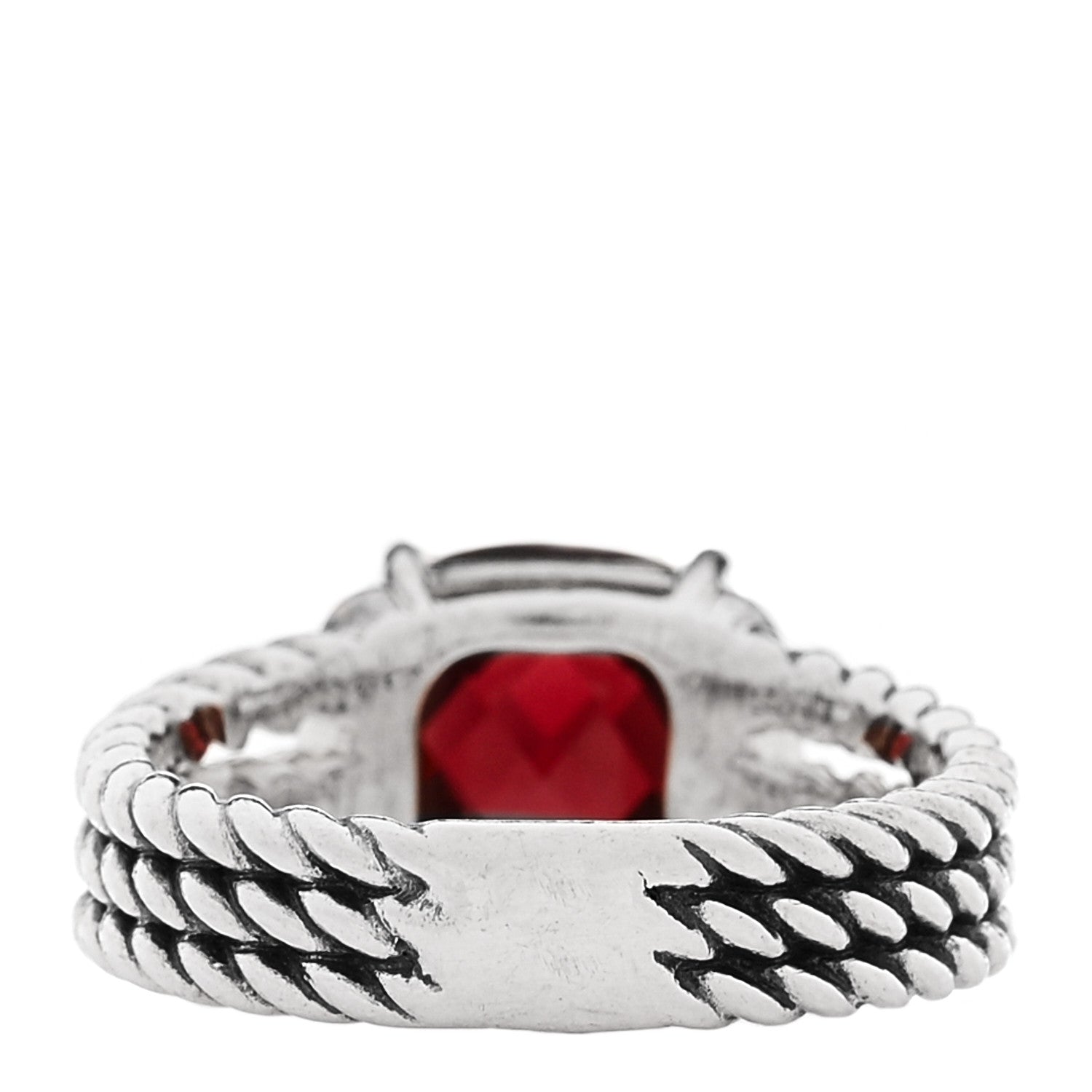 David Yurman Sterling Silver Diamond Garnet 10mm Petite Wheaton Ring 54 6.75 3 of 4