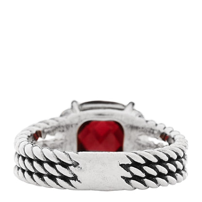 David Yurman Sterling Silver Diamond Garnet 10mm Petite Wheaton Ring 54 6.75 3 of 4