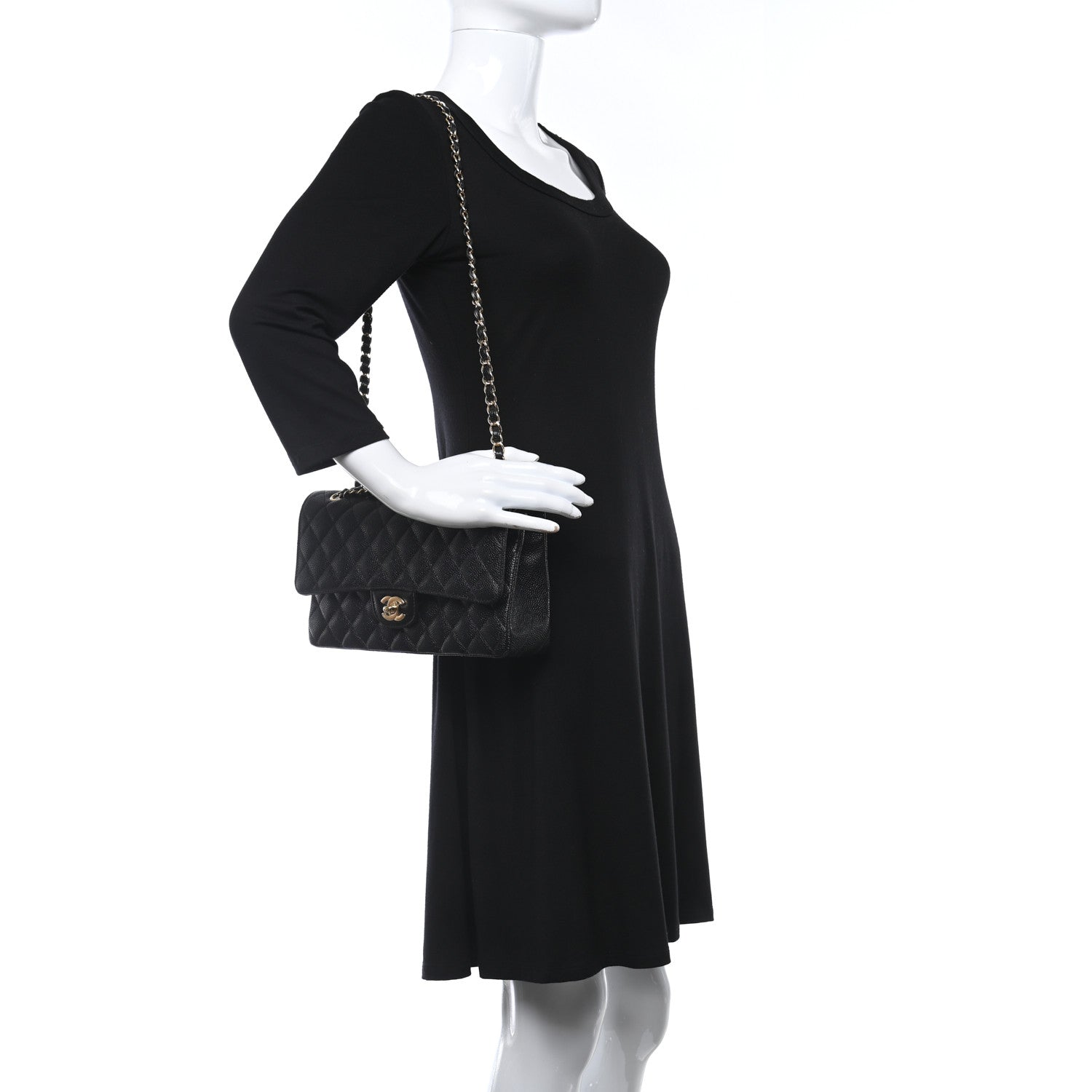 Chanel Caviar Quilted Medium Double Flap Black 2 of 9