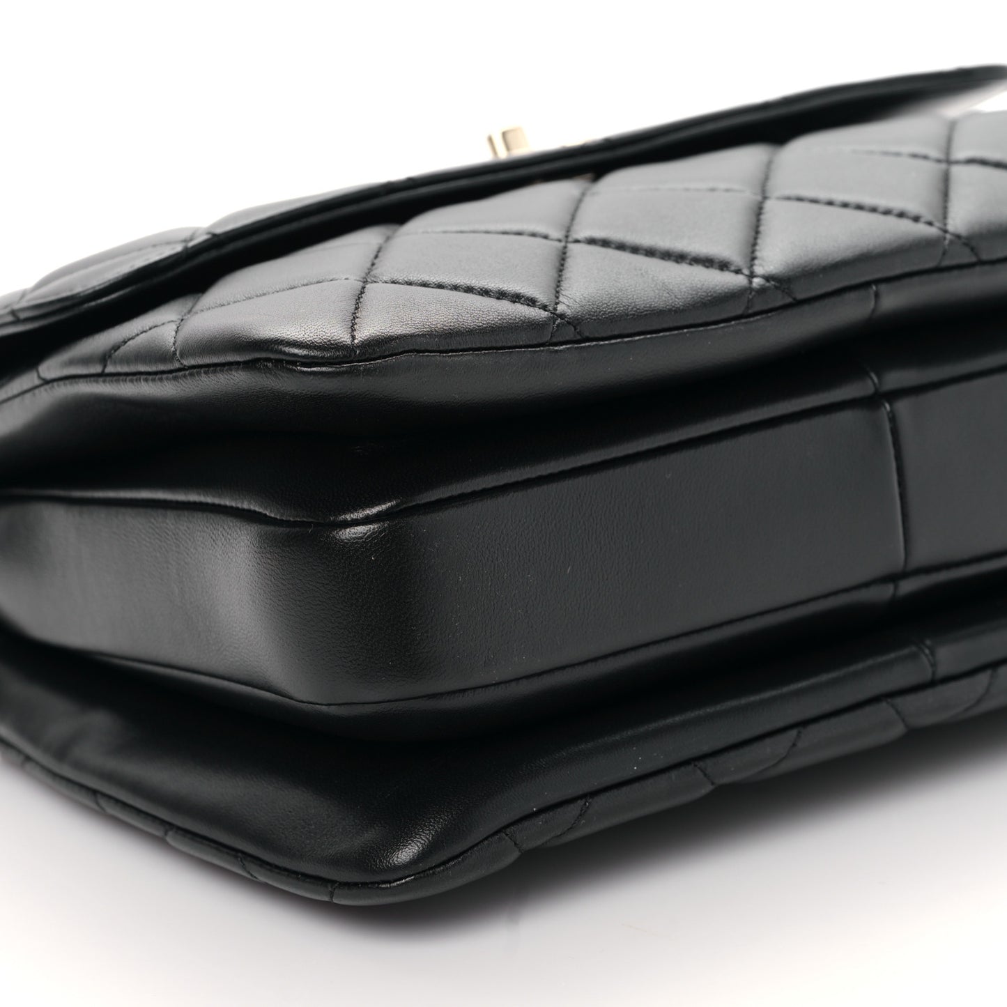 Lambskin Quilted Small Trendy CC Dual Handle Flap Bag Black