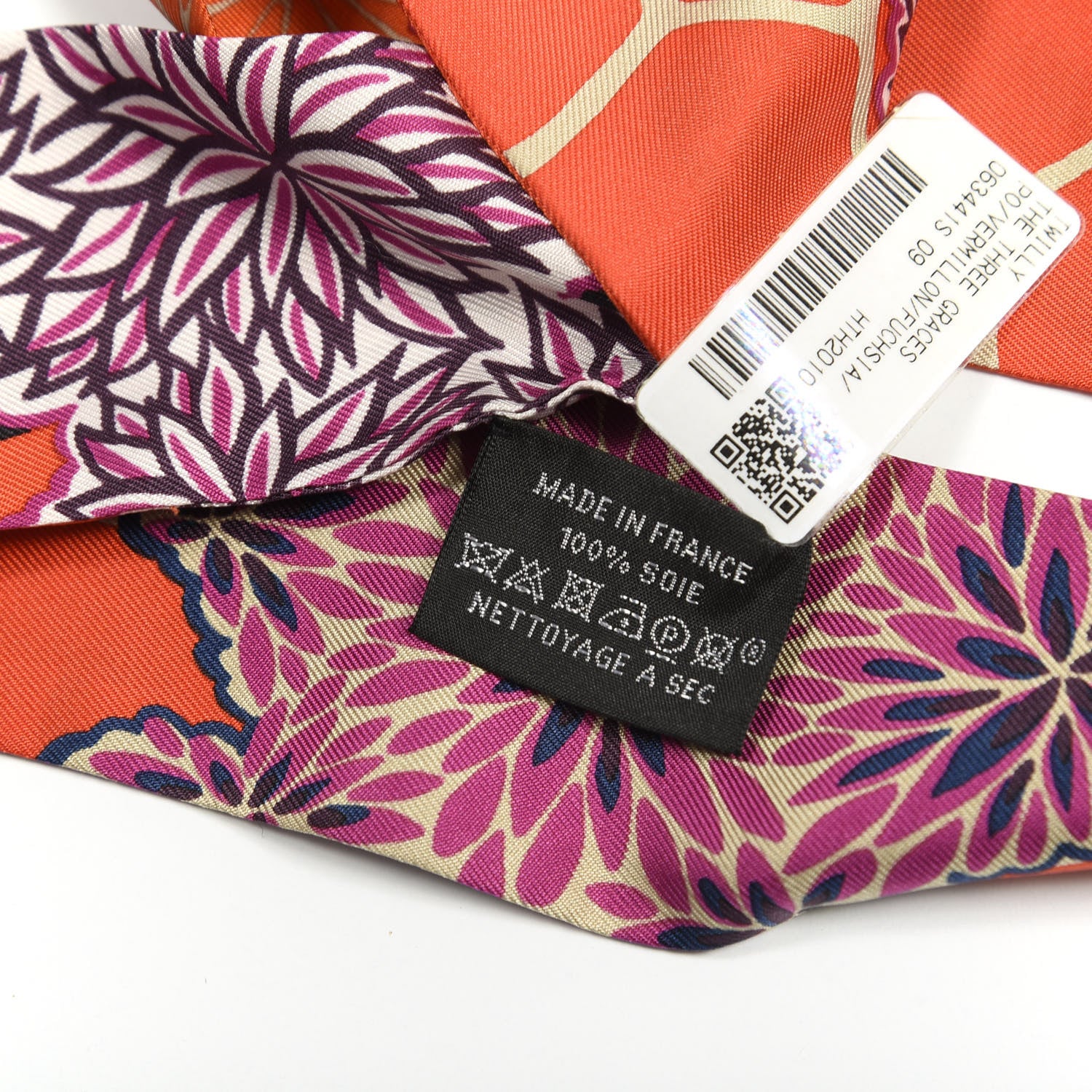 Hermes Silk The Three Graces Twilly Vermillion Fuchsia 4 of 4