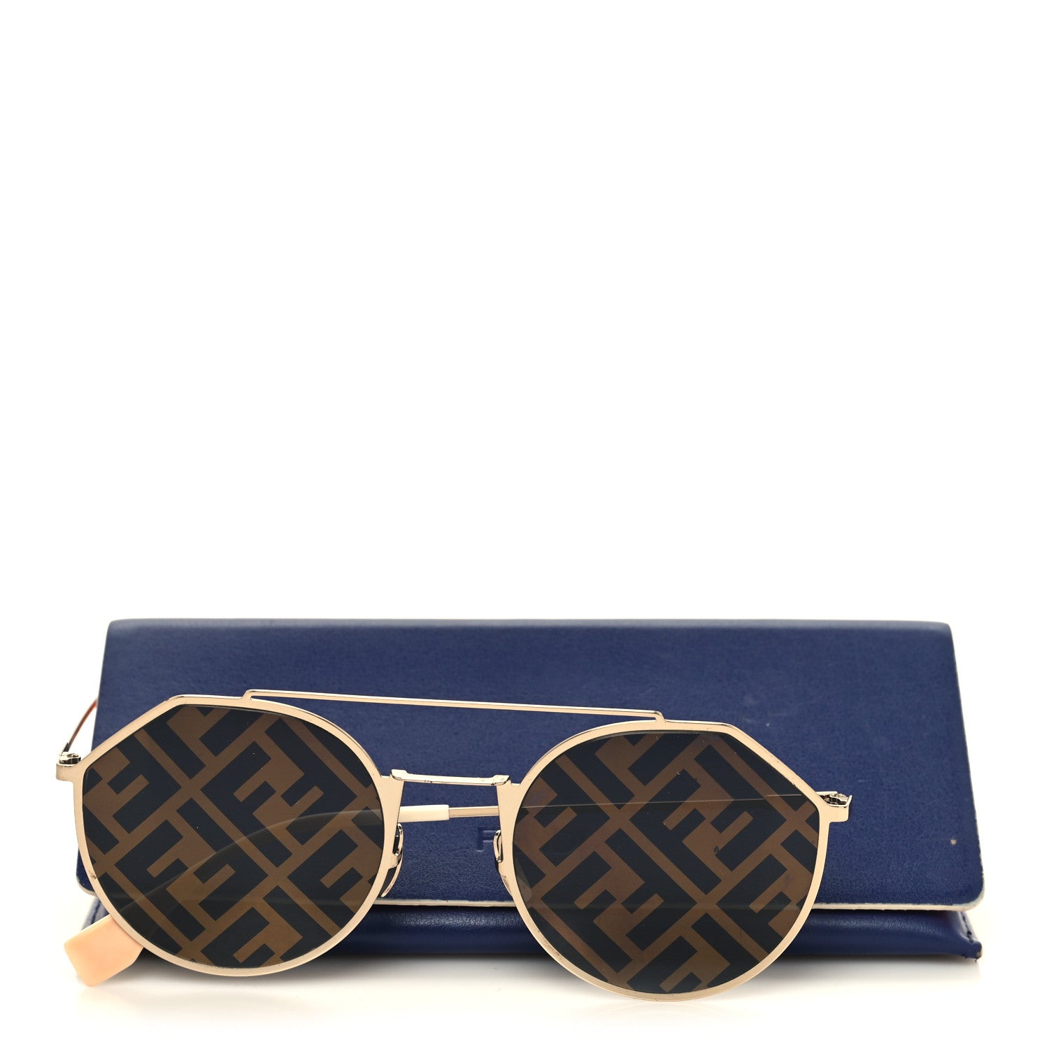 Fendi Metal Eyeline Aviator Sunglasses FF M0021/S Gold 8 of 8