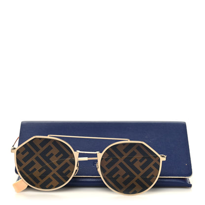 Fendi Metal Eyeline Aviator Sunglasses FF M0021/S Gold 8 of 8