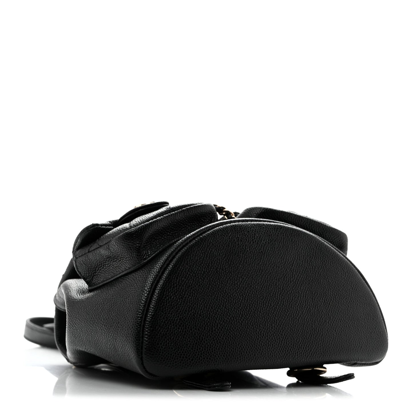 Shiny Caviar Quilted Small Duma Pockets Drawstring Backpack Black