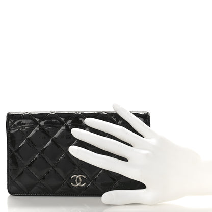 Chanel Patent Calfskin Quilted Yen Wallet Black 2 of 13