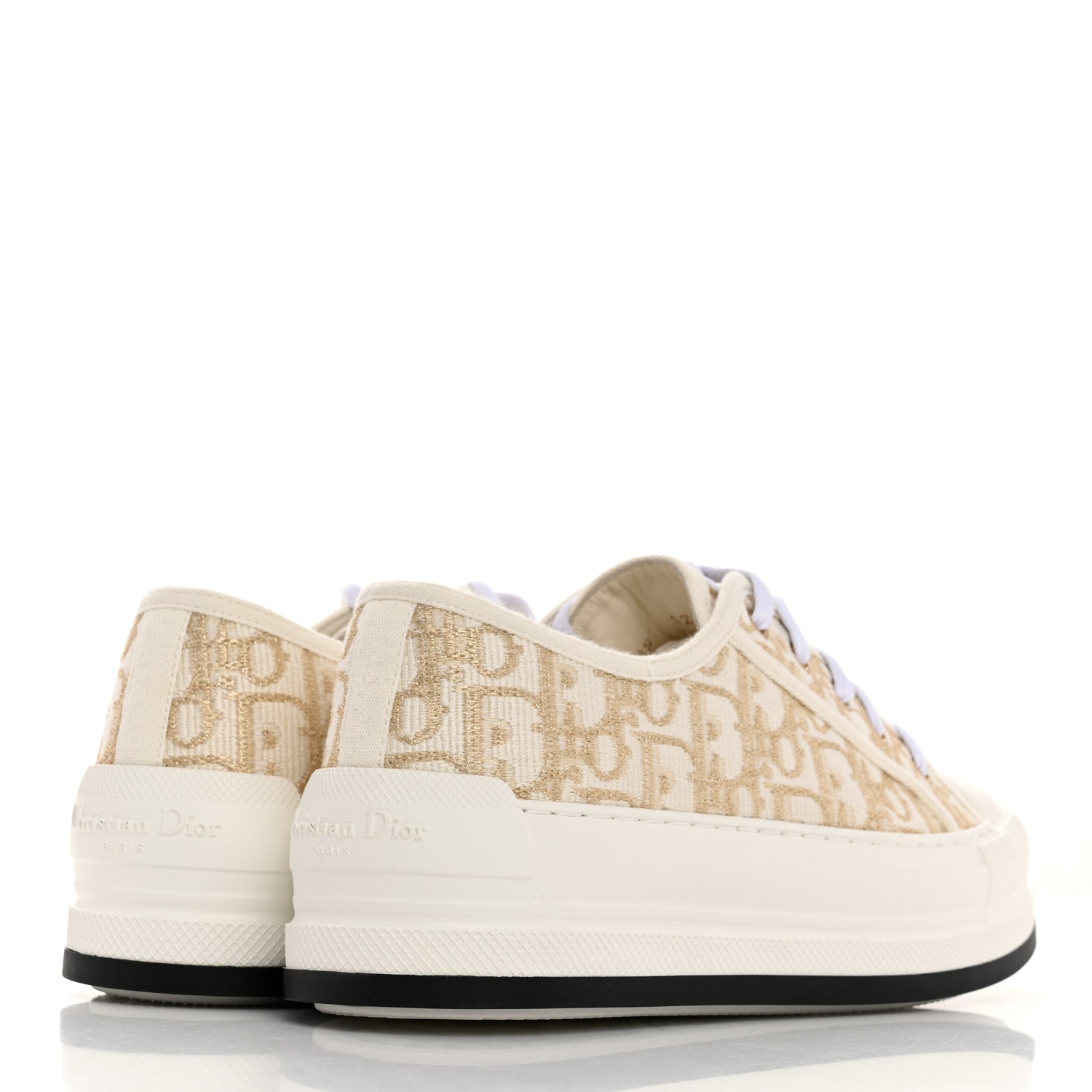 Christian Dior Canvas Lurex Oblique Walk'N'Dior Platform Sneakers 37.5 Pale Gold 4 of 9