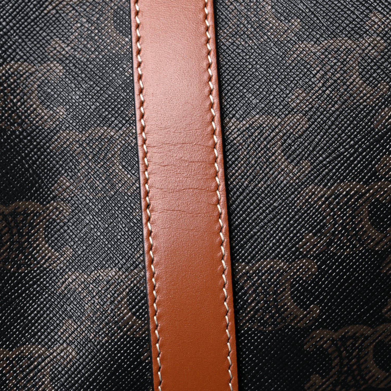 Celine Triomphe Canvas Calfskin Boston Bag Tan 16 of 17