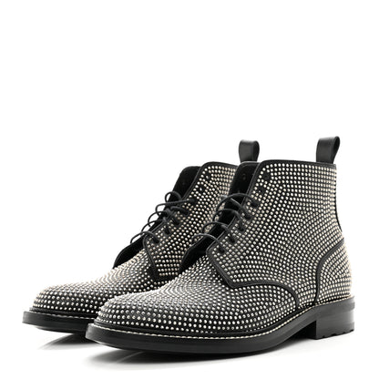 Saint Laurent Calfskin Mens Studded Lace Up Boots 41.5 Black 3 of 9