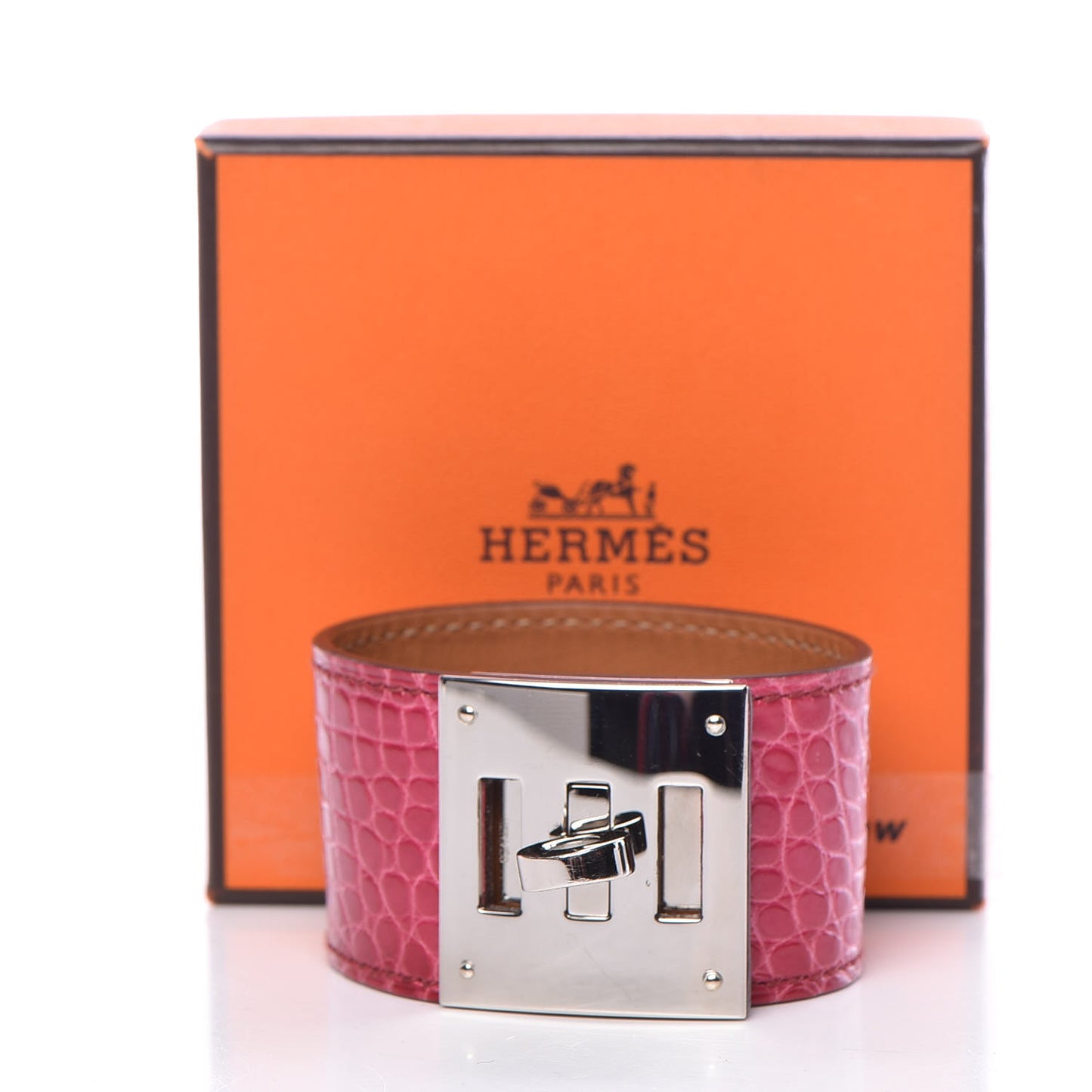Shiny Alligator Kelly Dog Cuff Fuchsia