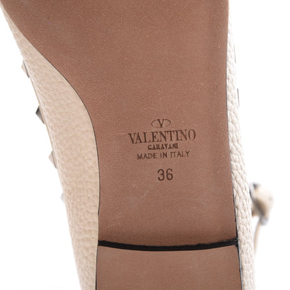 Valentino Garavani Pebbled Calfskin Rockstud Cage Ballerina Flats 36 Light Ivory 6 of 7