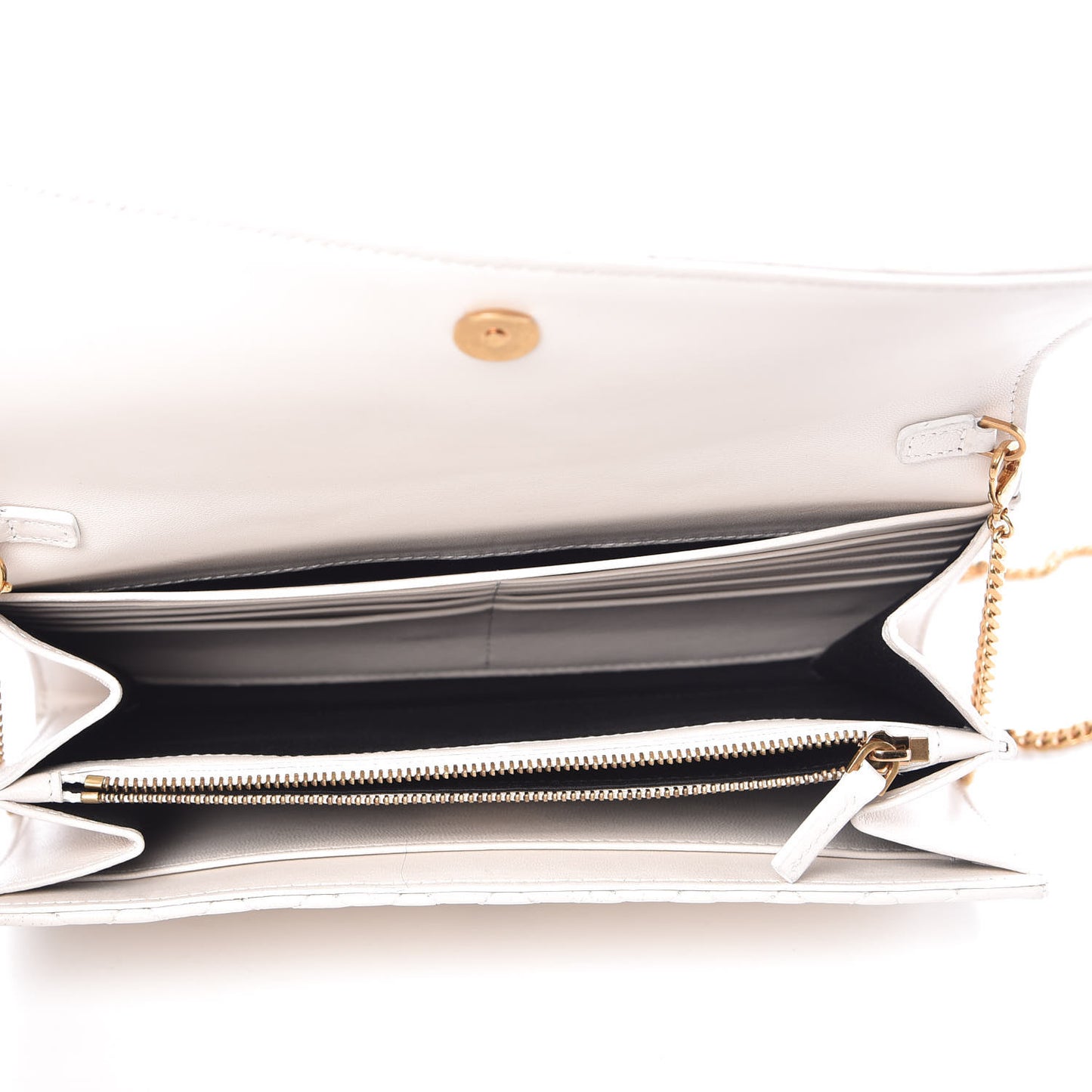 Calfskin Icon Quilted Wallet On Chain Crossbody White