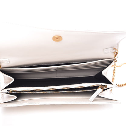 Versace Calfskin Icon Quilted Wallet On Chain Crossbody White 5 of 8