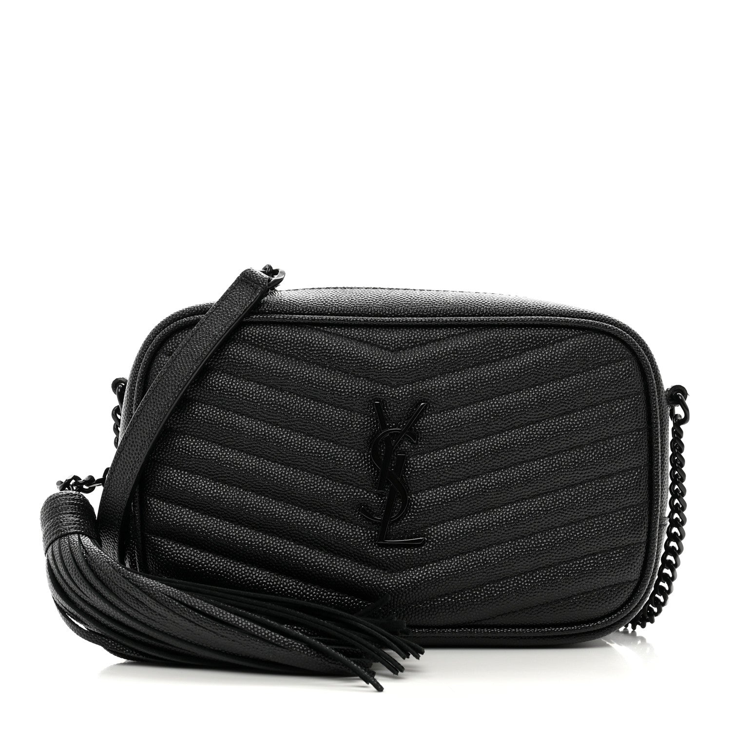 Saint Laurent Grain De Poudre Matelasse Monochrome Monogram Mini Lou Camera Bag Black 1 of 9
