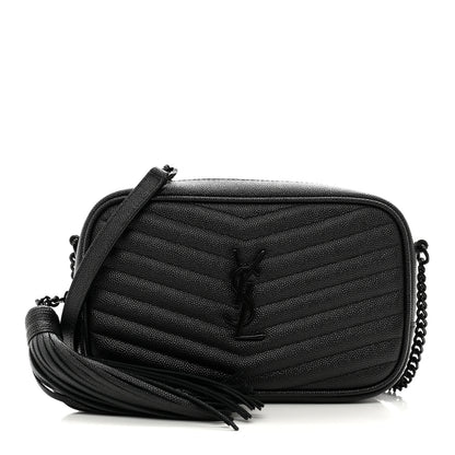 Saint Laurent Grain De Poudre Matelasse Monochrome Monogram Mini Lou Camera Bag Black 1 of 9