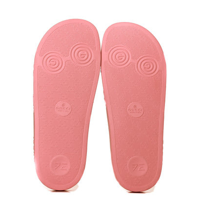 Gucci Rubber GG Monogram Perforated Womens Slide Sandals 41 Rose Box 6 of 8