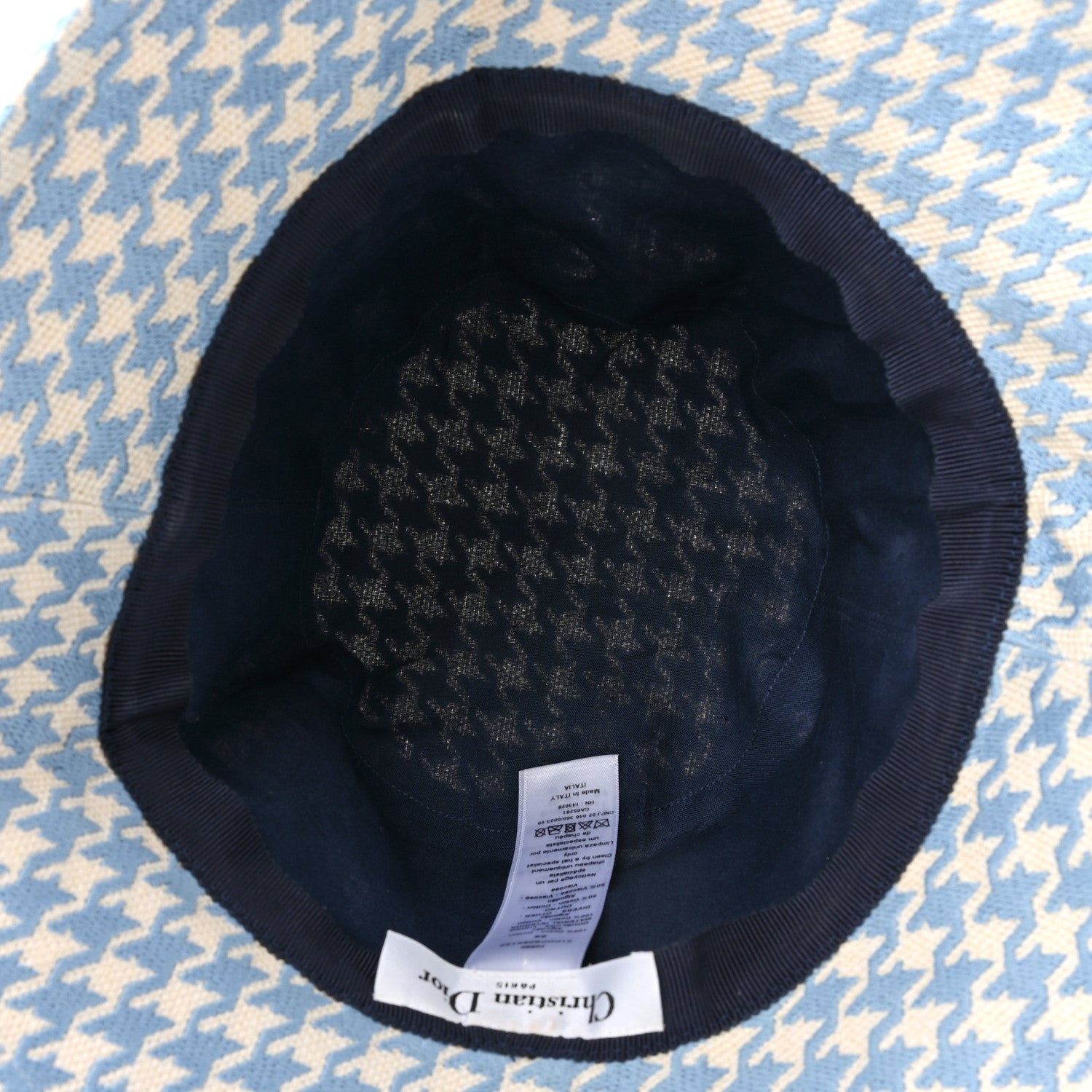 Christian Dior Pied De Poule Bucket Hat 59 Blue White 5 of 6