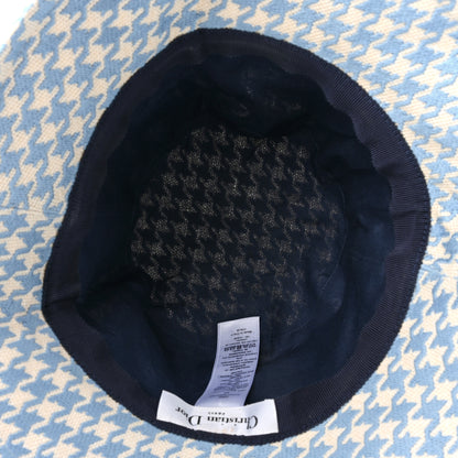 Christian Dior Pied De Poule Bucket Hat 59 Blue White 5 of 6