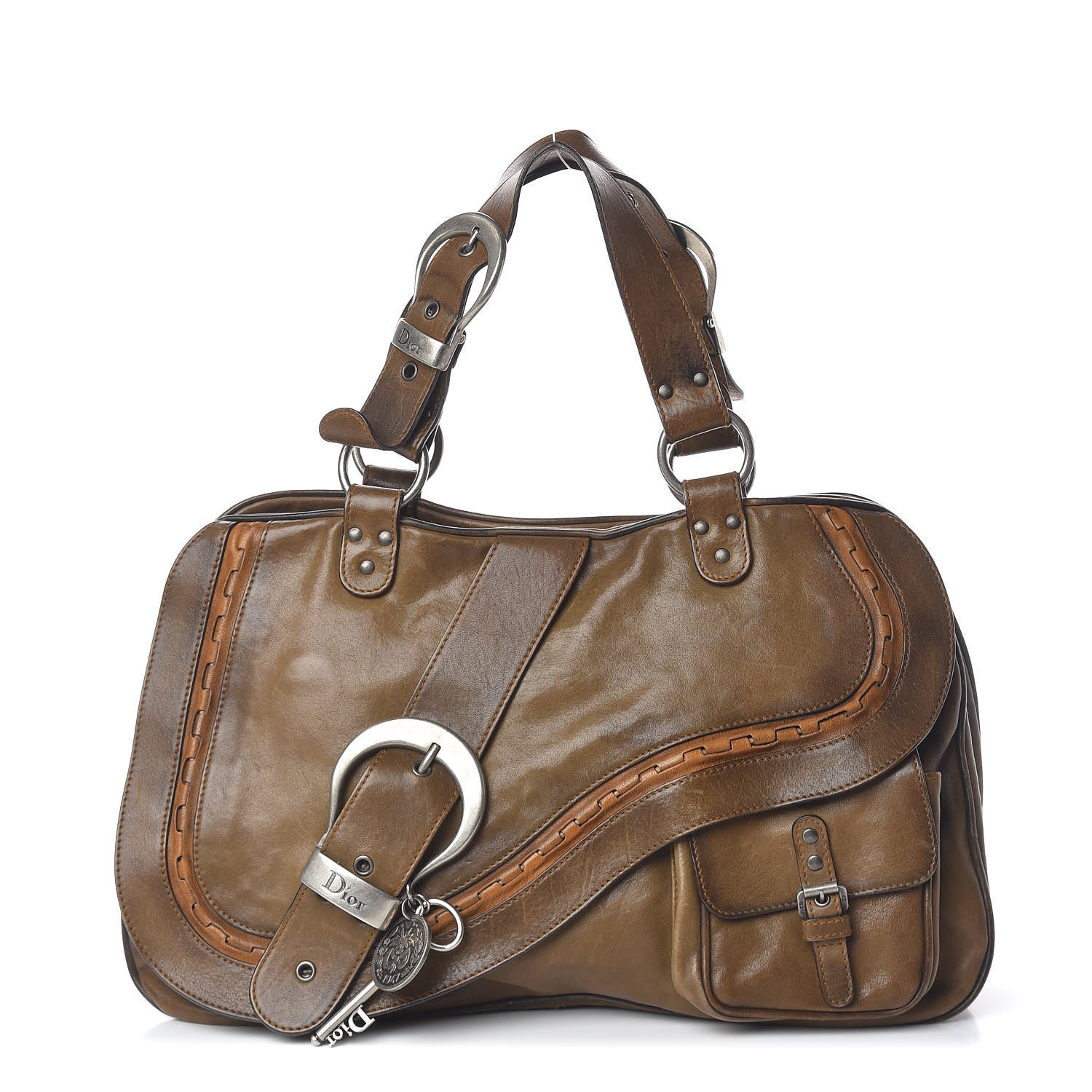 Christian Dior Calfskin Medium Gaucho Double Saddle Bag Brown 1 of 19