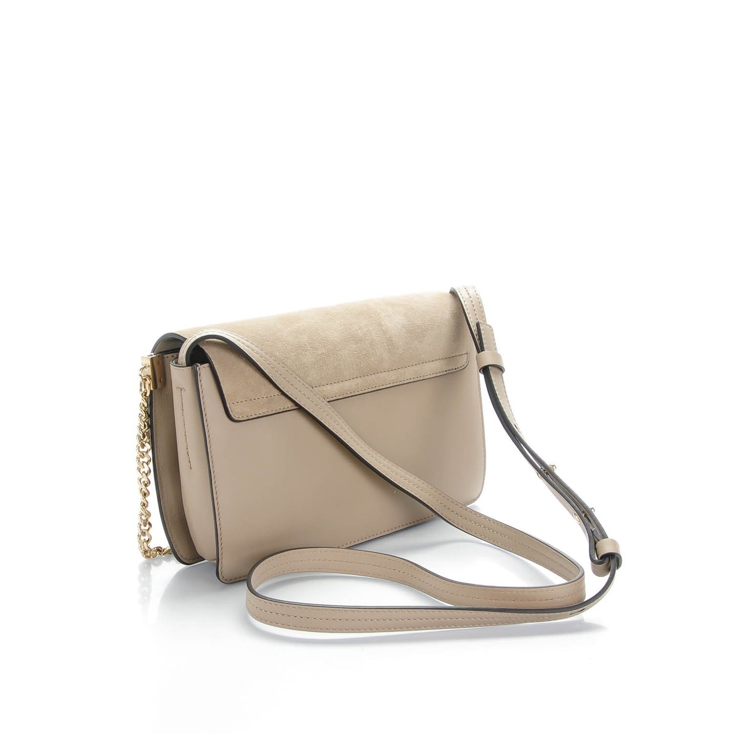 Suede Calfskin Small Faye Shoulder Bag Motty Grey