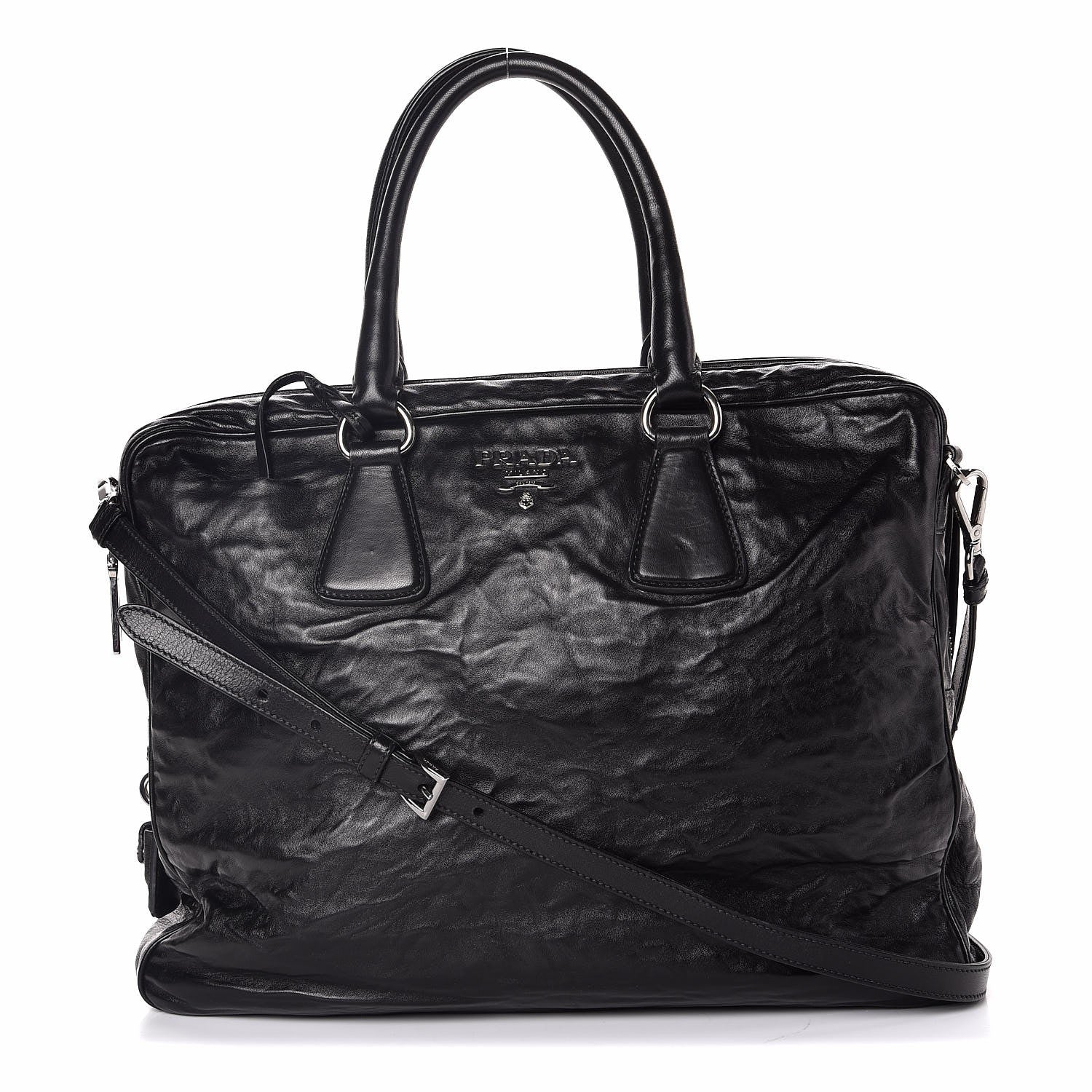 Prada Nappa Antique Breifcase Black 1 of 9