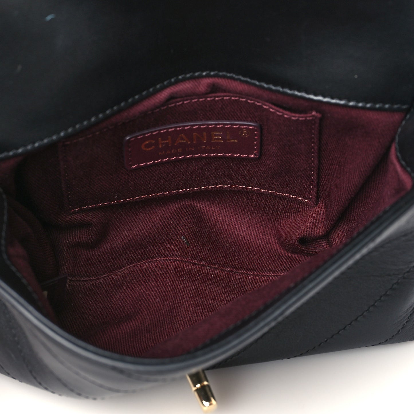 Calfskin Chevron Stitched Waist Belt Bag Black