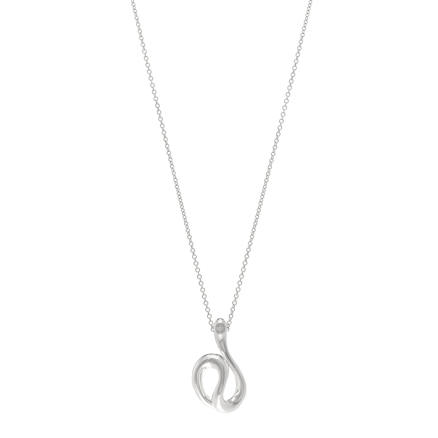 Sterling Silver Diamond Elsa Peretti Open Wave Necklace